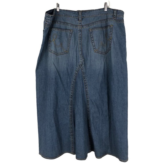 Vtg 1980s-90s Gitano Plus sz Maxi Skirt Denim Modest Church Spandex 22W - Picture 2 of 9